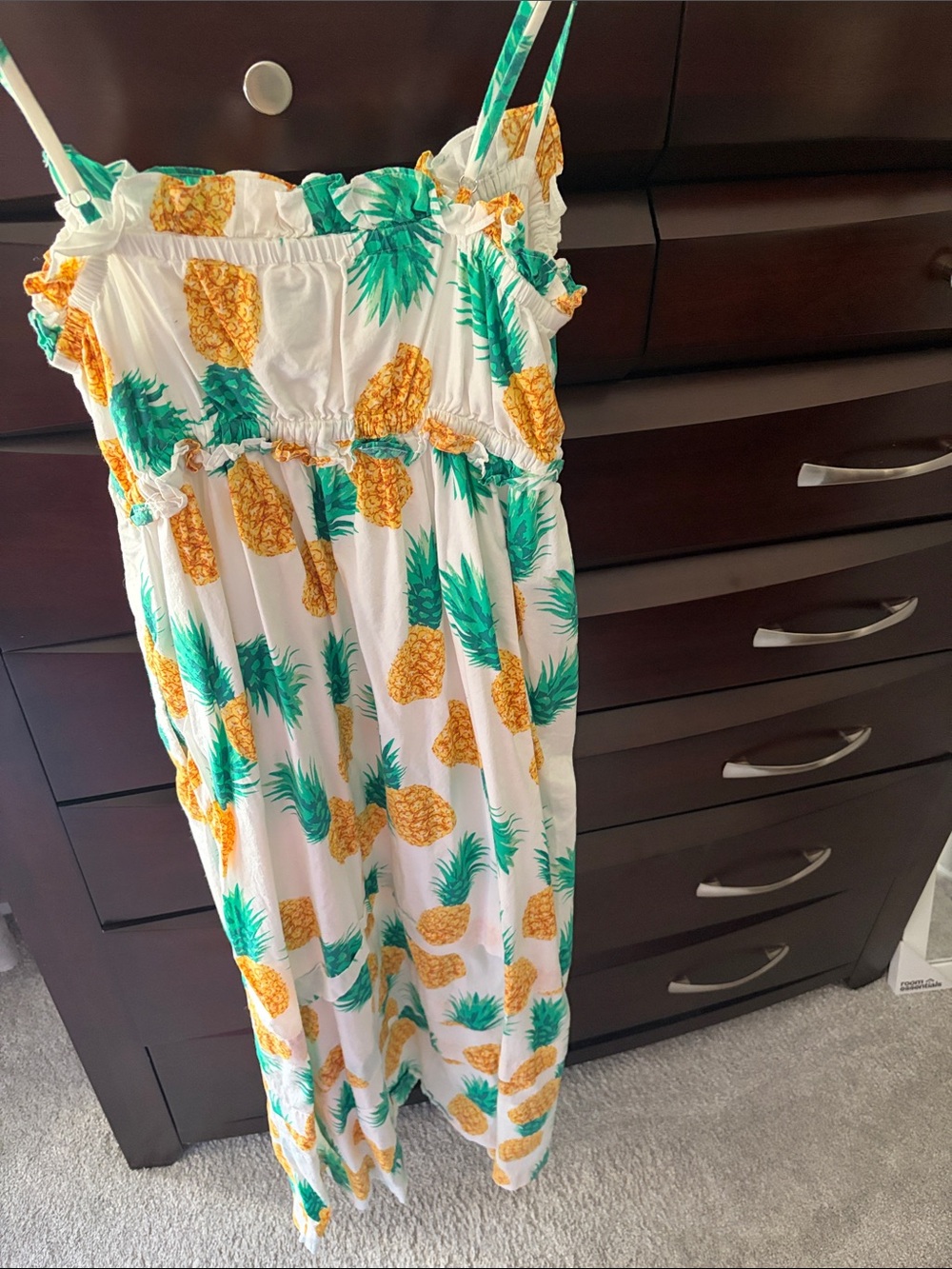 J. Crew White Pineapple Print Sundress with Green Leaves